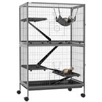 PawHut 5-Tier Rolling Small Animal Cage, Deluxe Guinea Pig Cage, Ferret Cage for Mink Chinchilla Kitten Rabbit, Small Pet Play House with Hammock Platform, Ramp, Removable Tray