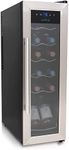 NutriChef Wine Fridge, 12 Bottle Wine Cooler Refrigerator, Mini Wine Fridge Freestanding Countertop Compact, Red and White Wine Chiller, Digital Temperature Control, Stainless Steel, Glass Door