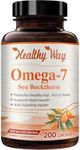 Healthy Way Pure Omega 7 Fatty Acids 200 Capsules 900mg Natural Sea Buckthorn Oil, NON-GMO USA Made