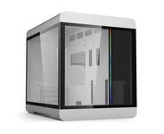 iONZ KZ-36T Arc PC Gaming, Office M-ATX Case, Tempered Glass - Front I/O USB Type-C with Anodised Aluminium | Dual Chamber - Silver