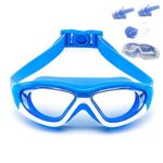 SIMAKARA Swimming Goggles Kids 6-14, Boys and Girls Swimming Goggles Age from 3 to 15 Years Old, Wide Vision, Anti-Fog, Waterproof, No Leaking, UV Protection-with FREE Case,Nose Clip Ear Plugs