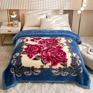 Korean Mink Blanket Fleece Plush Throw Blanket Soft and Warm All Seasons Throw 2 Ply Reversible Raschel Bed Mink Blankets for Adults