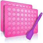 Belmalia 2x Macaron Silicone Baking Mat for perfect Macarons | Non-stick Silicone Mould with Pastry Dough Scraper | Pink