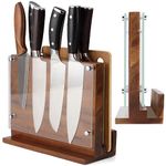 Kitchen Magnetic Knife Block with Acrylic Shield Double Side Knife Holder Rack Magnetic Stands with Strong Enhanced Magnets Multifunctional Storage Knife Stand for Kitchen Cutlery Display Organizer