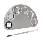 ClubBeauty Stainless Steel Cosmetic 5 Dip Makeup Mixing Plate with Spatula Tool for Women (Silver)