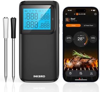 INKBIRD Wireless BBQ Meat Thermometer INT-12E-BW, Dual Mode Multi-Sensor WiFi 5G Bluetooth 5.4 Connection with High Low Temperature Alarms High Accuracy for BBQ Grill Smoker Oven Kitchen