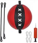 PRIZE FORM Double End Punching Bag - Genuine Leather Pro-Grade Boxing Bag for Home Gym, Double End Ball for Boxing MMA Speed Training, Includes Cords, Stress Relief Exercise Equipment (Round, 9 INCH)