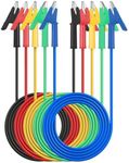 5 PCS Double Ended Alligator Clips 10A Test Lead Wire Cable with Insulators Clips Test Flexible Copper Cable for Electrical Testing 5 Colors 1M/39in