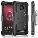 Tekcoo for Motorola Moto Z3 Play Case/Verizon Moto Z3 Mobile Phone Holsters Clip, [Tshell] [Built-in Screen] Secure Swivel Locking Belt Defender Full Body Kickstand Carrying Armor Cases Cover [Black]