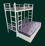 S. K. MODERN ART Iron Bunk Bed with Storage Box with Mattress (White Powder Coated, 3 X 6 Feet)