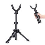 Shooting Rest Tripod Portable Rifle Shooting Tripods 360° Rotation V Yoke Stand 11″-21″ Height Adjustment Aluminum Shooting Stand for Target Shooting Range Outdoor Hunting