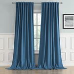 DUALIFE 108 Inch Blackout Curtains 9 ft Length High Ceiling - Thermal Insulated Back Tab/Rod Pocket Room Darkening Drapes for Bedroom Living Room (52 x 108 Inch, Midnight Blue,2 Pcs)