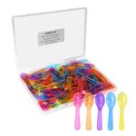 AMEILOZ 3" Mini Tasting Spoons Colored Disposables Small Taster Spoon, Tiny Dessert Spoon Assorted Ice Cream Spoons Multi-Color (1 Pack of 50 PCS)