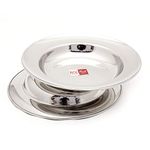 KCL Stainless Steel Soup Plates/Breakfast Plates/Idly/Pasta Plates - Dimension - 25.5Cms & Depth -3 Cms -Each - 2 Units