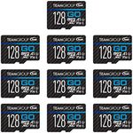 TEAMGROUP GO Card 128GB 10 Pack Micro SDXC UHS-I U3 V30 4K for GoPro & Drone & Action Cameras High Speed Flash Memory Card with Adapter for Outdoor Sports, 4K Shooting, Nintendo-Switch TGUSDX128GU366