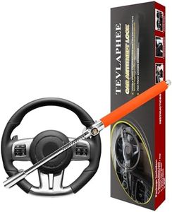 Tevlaphee Steering Wheel Lock, Steering Lock, Car Anti-Theft Device, Adjustable, Universal Fit, Heavy Duty Secure, 3 Keys, Emergency Hammer Window Breaker(Orange)