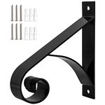 Outdoor Handrail Wall Mount,Porch Handrail Wrought Iron Handrail,Wall Mounted Safety Grab Bar with Matte Finish,for Garage, Porch, Garden 1 to 3 Steps Stairs (A)