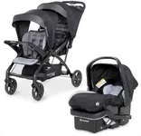 Baby Trend Sit N Stand Double Stroller 2.0 DLX with 5 Point Safety Harness and EZ Lift Plus Lightweight Infant Car Seat with Cozy Cover, Stormy