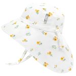 Jan & Jul Xplorer Large Brim Sun-Hat for Toddler Girls with UV Protection (M: 6-24 Months, Yellow Flower)