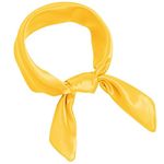 Pistha Chiffon Scarf Square Ribbon Neck Scarf Satin Scarf Handkerchief for Halloween Retro Women Girls Costume Accessory (Yellow, 23.6 * 23.6 inch)