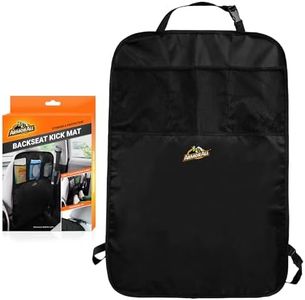 Armor All Car Backseat Kick Mat with Storage, Backseat Kick Protector for Kids with 3 Mesh Pockets, Protects from Kicks, Scratches, Scuffs, Spills, Stains, 3 Adjustable Straps for Easy Installation