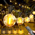 Outdoor String Lights Mains Powered - G40 Garden Festoon Lights 200FT/60M Dimmable with Remote Control, 60+2 Shatterproof LED Bulbs 3 Modes & 2 Timer Settings Waterproof for Outdoor Patio Gazebo