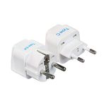 Ceptics European Travel Plug Adapter - Light Weight, Schuko Type E/F - Ultra Compact - India to Most of Europe - CE Certified - RoHS Compliant (EU-2SET)