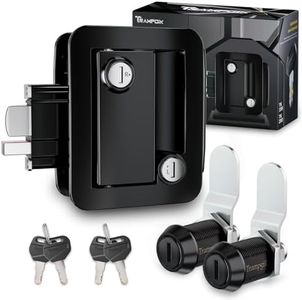 TrampgiK RV Door Lock,1 Camper Door Lock with Storage Locks Combo, for Trailer Entrance Front Door,+ 2pcs Storage Locks, 7/8Inch Size, Black,All Keyed Alike
