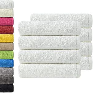 NatureMark Confezione da 8 asciugamani in spugna, da 50 x 100 cm, in 100% cotone, di colore Bianco