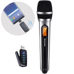 Alvoxcon USB Wireless Microphone, UHF Dynamic mic for Android, PC Computer, Laptop, PA, Podcasting, Vlogging, YouTube, Vocal Recording, Gaming, Singing Practice (System with USB Receiver)