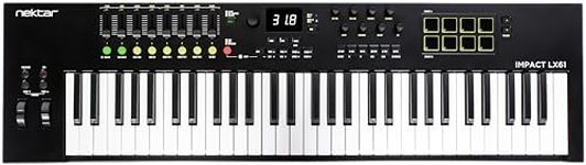Nektar Impact LX61 mk3 MIDI Keyboard Controller | 61 Key Velocity-Sensitive Keyboard with DAW Integration, Pads, Faders, Encoders, Scale & Chord Mode, NKS Support, Compatible with Mac/PC