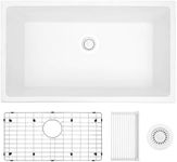 MILOSEN White Undermount Kitchen Sink, 31 Inch White Kitchen Sink, 31×18 Single Bowl Kitchen Sinks White, Large Deep White Undermount Sink, Granite Composite Kitchen Sink,White Sink Kitchen