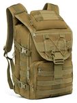 SUPERSUN 35L Military Tactical Backpack Large Waterproof Molle Bug Out Bag Army 3 Day Assault Pack (Khaki)