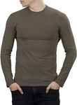 281Z Mens Military Stretch Cotton Long Sleeve T-Shirt - Tactical Hiking Outdoor Undershirt - Punisher Combat Line, Olive Drab, X-Large