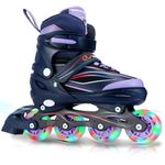 RunRRIn Adjustable Inline Skates for Kids and Adults with Full Light Up Wheels – Outdoor Roller Blades, Roller Skates for Girls and Boys, Men and Adult Women (Purple M)