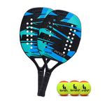 Beach Tennis Paddle Beach Tennis Racket Carbon Fiber with EVA Memory Foam Core Tennis Paddles Set of 2 Paddle and 3 Balls(2Pcs,Green)