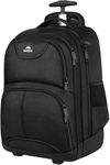 MATEIN Travel Backpack with Wheels, 18 Inch Laptop Backpack Wheeled Trolley Carry On Luggage Suitcase Backpack with Laptop Compartment Laptop Rucksack for Women, Men, Work, Business, College, Black