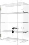 Fnwsja 4-Tier Clear Acrylic Countertop Display Case with Lock Transparent Showcase Detachable Display Cabinet for Placing Collections Toy Article Figures Rock (11.8x5.9x15.7 inch, Clear)