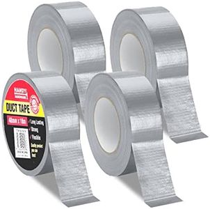 [4Pcs] Handy Hardware Duct Tape, Suitable for Rough Surfacesc, No Residue, for All-Weather and Can Easily Tear by Hand, Strong Adhesive for Quick Attachment, 48mm x 18m - Grey