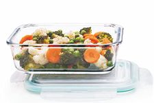 SignoraWare Lock 'N' Store Rectangle High Microwave Oven Borosilicate Safe Glass Container with Air Tight Lid | Multipurpose Jar Box (2260ml / 2.26 Litre, Transparent, Food Grade)