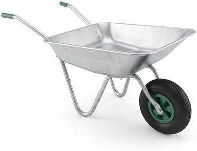 65L Wheelbarrow Home Garden, Heavy Duty Cart Galvanised Wheel Barrow with Pneumatic Tyre 100KG Load-Bear, Strong Large Transport Trolley Handcart, Suitable for Garden Work
