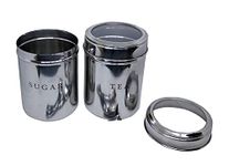 Dynore Stainless Steel Tea and Sugar canisters/Jar with See Through Cap - Size 9 (Set of 2)