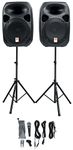 Rockville RPG122K 12-Inch Powered Speakers with Bluetooth, Mic, Speaker Stands and Cables