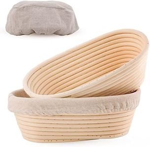Joyyy Sourdough Bread Proofing Baskets with Liner, Dough Rising Ratten Bowl for Bread Making and Baking, Oval, 10 inch (Set of 2)