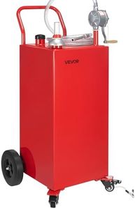 VEVOR 40 Gallon Gas Caddy, Diesel Tank with Manual Transfer Pump, Diesel Storage Tank with 4 Wheels & 10 ft Hose, Gas Container for Cars, Lawn Mowers, ATVs, Boats, More, Red