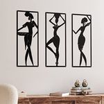 3 Pieces African Women Metal Wall Decor Black Women Metal Wall Art African American Wall Art Black Metal Wall Decor for Bedroom Bathroom Living Room Home Wall Decor 15.7 x 6 Inch