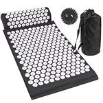 Komodo Acupressure Mat with Pillow & Ball Acupuncture Pin Massage Set (Black)