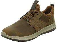 Skechers Men's Delson Axton Trainers, Dark Brown Leather, 10 UK