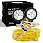 RX WELD Nitrogen Regulator with 0-800 PSI, CGA580 Inlet, Delivery Pressure Equipment Brass Inlet Outlet Connection Gauges with Refrigeration Hose