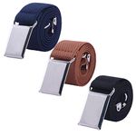 Toddler Kids Boy Buckle Belt - Adjustable Elastic Child Silver Buckle Belts for Girls, 3 Pieces (Navy blue/Brown/Black)